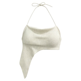 Solid Neck Tie Sexy Wrap Chest Strap Top性感挂脖裹胸吊带上衣