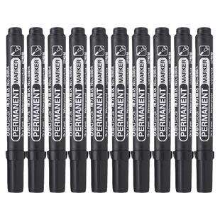 10支装/得力6881记号笔黑色粗头大容量马克笔勾线笔油性笔防水不易掉色大头笔批发速干签到笔海报笔画线笔