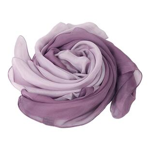 2026新款真丝丝巾桑蚕丝女士长条披肩轻奢高级紫色渐变纱巾围巾