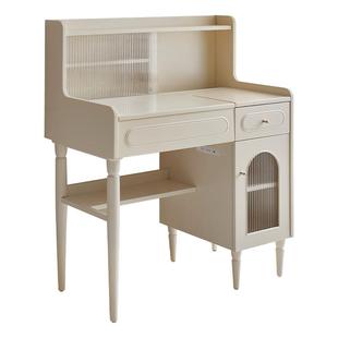 全友家居奶油风翻盖梳妆台书桌卧室收纳储物柜化妆镜一体梳妆台
