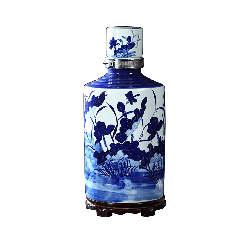 景德镇青花10斤家用密封泡酒缸