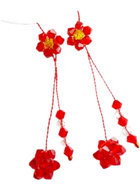 兰阁雅饰手工编织水晶花耳绳