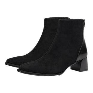 [实力派]莎莎苏秋冬季新款短筒羊绒时装靴女法式小裸靴瘦瘦靴