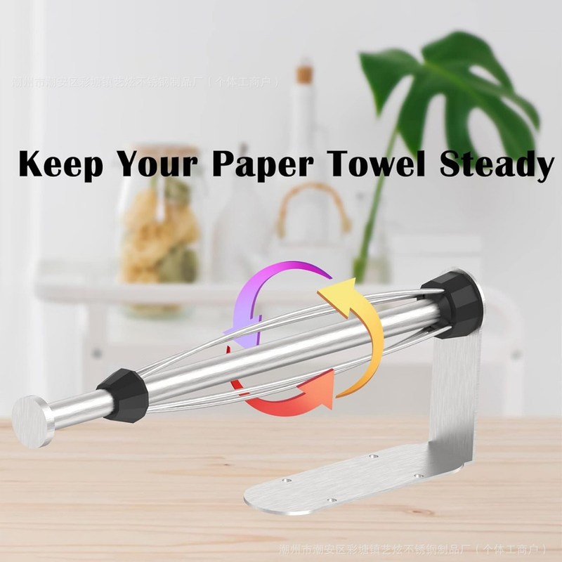 跨境卷纸架厨房纸巾架带不锈钢款免墙面壁挂式阻尼阻尼置物架打孔