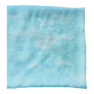 布艺岛 天蓝色白色扎染印花竹节纹棉麻面料汉服旗袍连衣裙diy布料