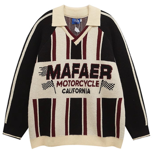 TRAVEL ISSUANCE 无理取闹 美式流行复古字母小众宽松针织衫毛衣