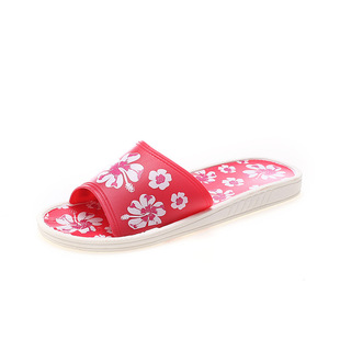 轻松宝贝经典老款白底印花女拖鞋028大花超软防滑防臭浴室凉拖鞋