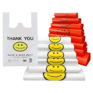 透明加厚笑脸塑料袋商用大号背心食品袋外卖打包方便袋子定制