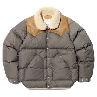 日本Rocky Mountain木村拓哉同款 复古拼皮羽绒服保暖外套夹克男