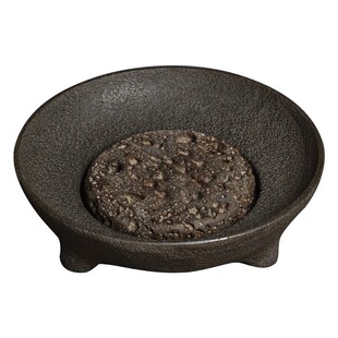 三足圆钵玄武岩火山石垫壶承 手工石雕茶托茶台干泡茶盘 养壶托盘