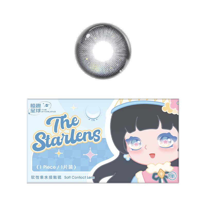 瞳趣星球定轴高光美瞳半年抛定海珍珠蓝色隐形眼镜