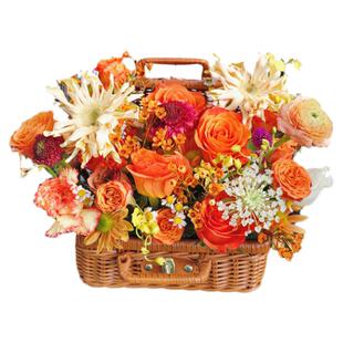 繁花阁北京天津乔迁暖居稳居花束手提花篮送长辈领导生日鲜花花篮