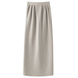 VIKTORIACHAN25/26秋冬成衣系列新品 松紧腰打褶直筒开衩半身裙