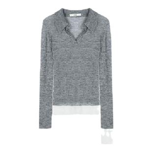 PHISM秋冬撞色polo毛衣羊毛混纺面料