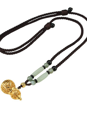 可打开装香丸铜福禄葫芦项链吊坠