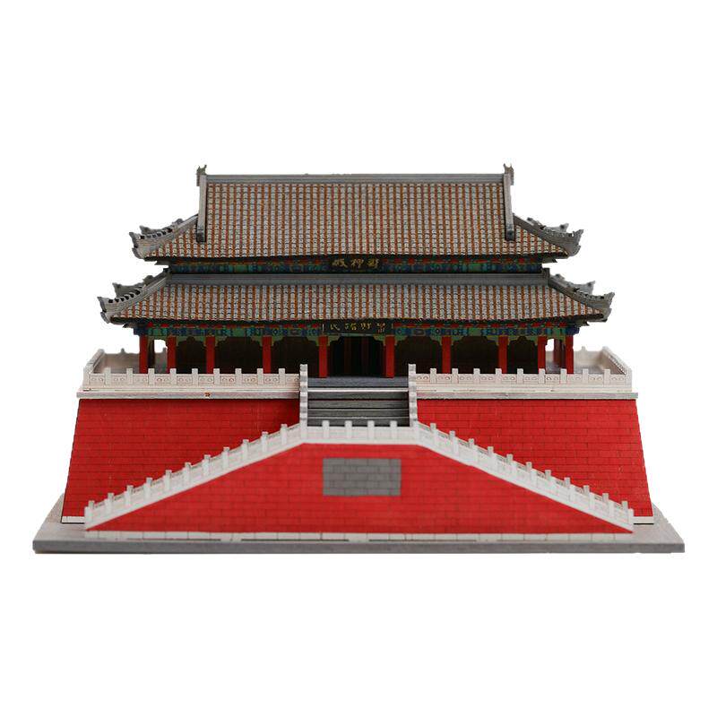 栋方正财神赵公明殿财神庙榫卯积木中国古建筑模型拼装玩具礼物