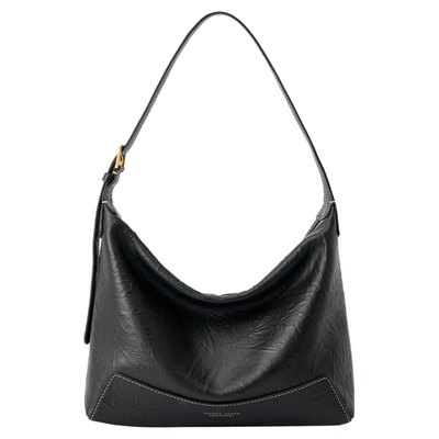 VH女包欣冉hobo包抓花纹真皮头层牛皮白色春夏小包通勤单肩斜挎包