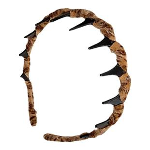 高颅顶波浪发箍秋冬毛绒显脸小发卡带齿防滑不勒头头箍豹纹发窟女