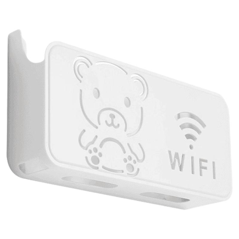 卡通熊路由器置物架家用机顶盒放置架电线固定器墙上数据线收纳盒