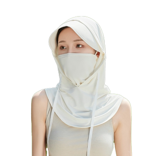 骑行全脸防晒面罩帽子一体护颈遮阳防紫外线女夏季开电瓶车挂耳式