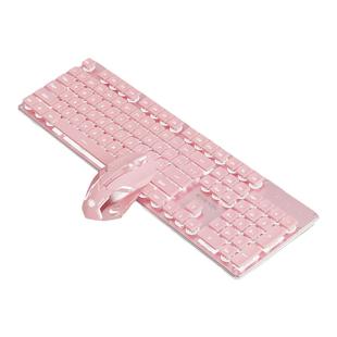 前行者X7静音键盘女生办公粉色高颜值无线电脑有线手感好鼠标套装