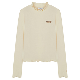 TeenieWeenie小熊女装长袖T恤秋冬季时髦荷叶边少女感打底衫上衣