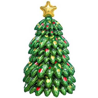 圣诞树立体气球桌面摆件氛围