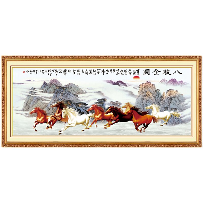 马到成功字画装饰画客厅八骏图