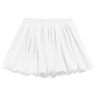 白色花苞半身裙女蓬蓬泡泡短裙子a字初夏季独特漂亮生日性感夏天