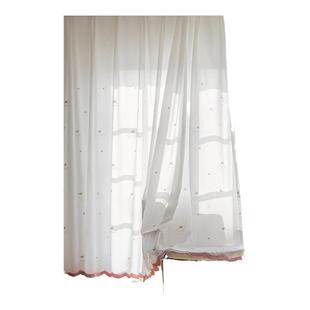 儿童房新款窗纱透光不透人卡通皇冠女孩卧室飘窗遮阳防晒白纱窗帘