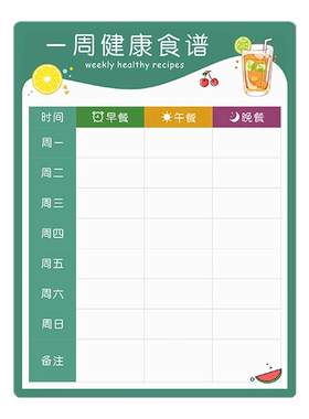 一周食谱冰箱贴营养健康配餐表