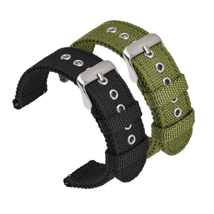 沐时帆布表带防水尼龙替换水鬼华为卡西欧运动手表带18mm20mm22mm