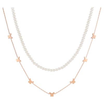 AJIDOU阿吉豆项链珍珠蝴蝶锁骨链