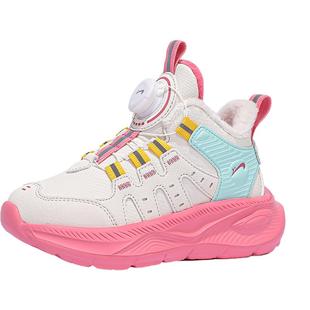 贵人鸟女童鞋加绒运动鞋冬季2025新款防滑耐磨旋钮扣时尚保暖跑鞋