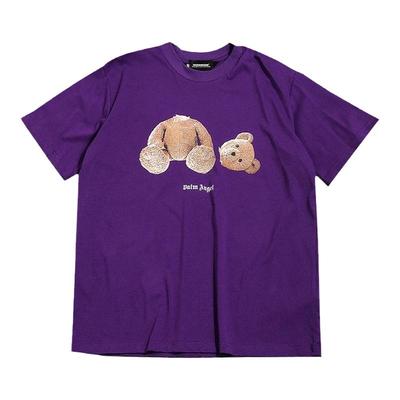 多巴胺配色棕榈palm断头小熊短袖T恤欧美angel可爱搞怪情侣半截袖