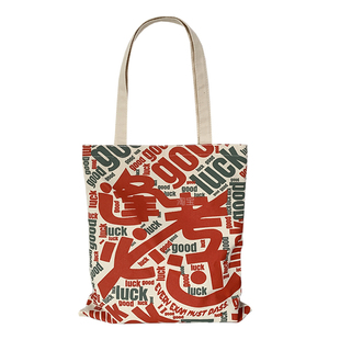 中高考试文创单肩帆布包男女大容量学生手提书包袋潮恶搞生日礼物