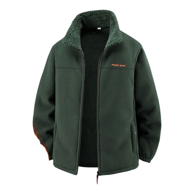 男士秋冬加厚摇粒绒立领开衫卫衣