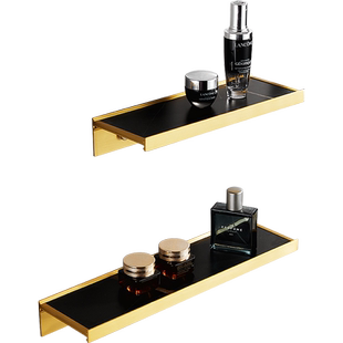 轻奢岩板石置物架壁挂化妆台收纳架毛巾杆拉丝金毛巾挂件一字隔板