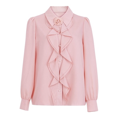 朗姿/MOJO AVENUE莫佐2025新款法式温婉衬衫女优雅山茶花层次翻领