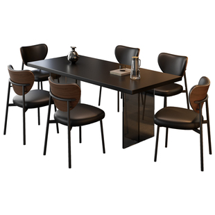 法莎蒂全托岩板餐桌大小户型轻奢现代简约亚克力悬浮长方形饭桌子