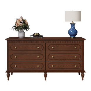 时余艾丽斯六斗柜美式全实木储物复古边柜法式床尾中古风靠墙立柜