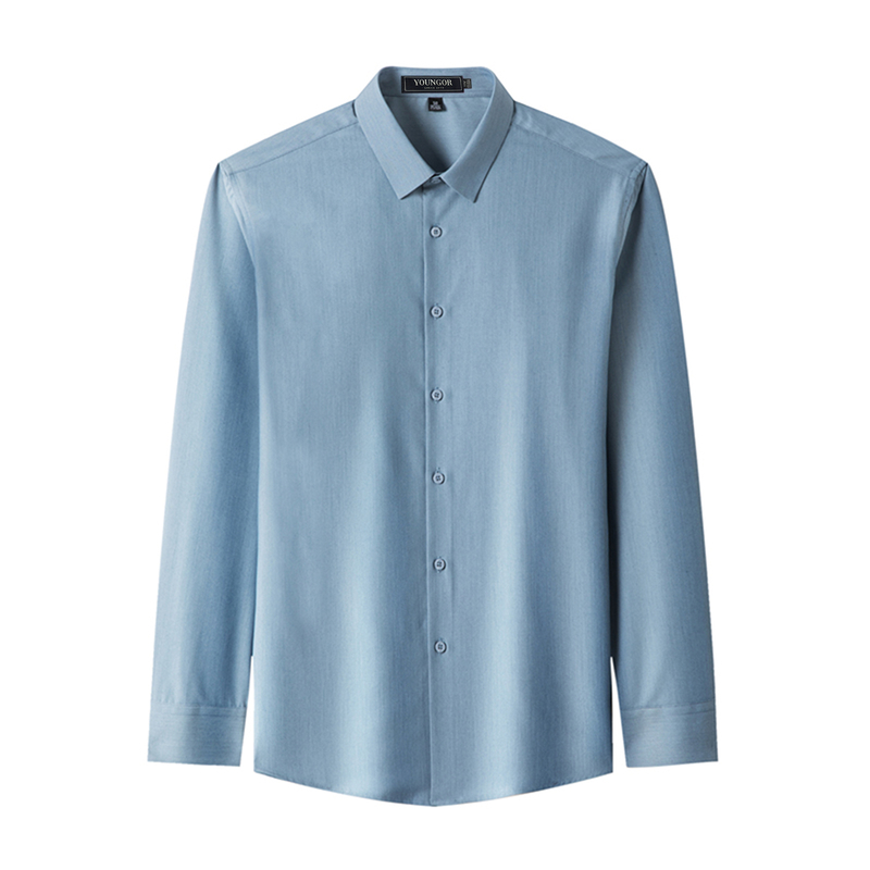 雅戈尔桑蚕丝长袖衬衫男士秋季新款商务职业正装纯色免烫高端衬衣