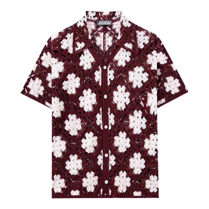2026夏外贸拼色休闲针织短袖衬衣男镂空透气开衫polo衫Men shirt