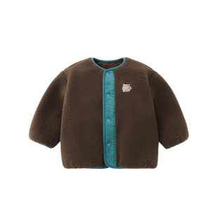 [力安同款][羊羔绒小魔怪]齐齐熊宝宝加绒外套男童红色儿童新年装