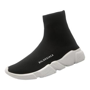 弹力内增高加绒袜子鞋女高帮秋冬老爹运动一脚蹬情侣休闲男款短靴