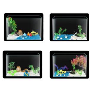 2025新款溢渔阁金晶超白热弯加厚玻璃鱼缸桌面客厅中小型生态造景