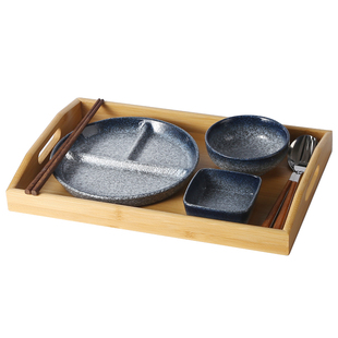 日式早餐分格分餐餐盘陶瓷减脂一人食餐具套装定量盘子家用带托盘