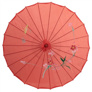 流苏带纱古装女花伞花城cos红伞动漫伞古风汉服油纸伞拍照道具伞