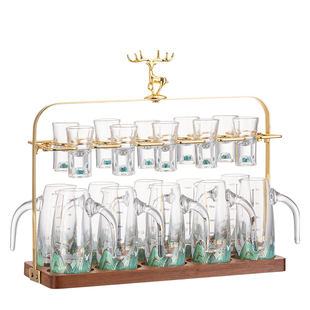 千里江山分酒器白酒杯套装水晶家用待客饭店轻奢高档2026新款酒具