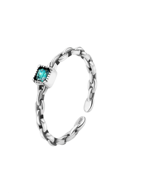 s925纯银绿宝石开口戒指设计师